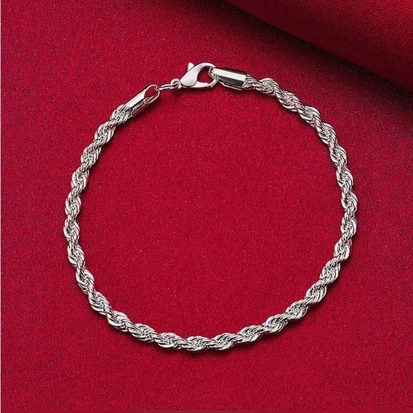 Luxury 925 Sterling Silver 8” Rope Twist Chain Bracelet – Elegant Timeless Shine - Picture 1 of 5
